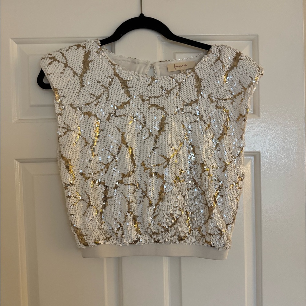 Fanco NWT Sequin Top in Gold and White